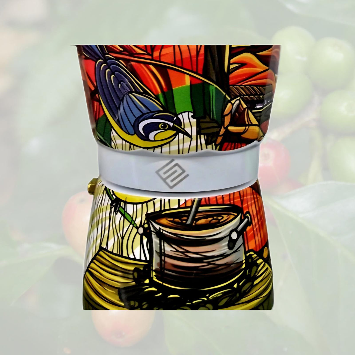 Puerto Rican Reinita Bird and Abuela Coffee Maker - Coffee Pot or Greca