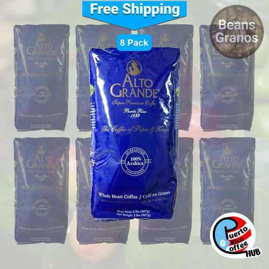 Café en grano Café Alto Grande de Puerto Rico, paquete a granel de 2 lb - 8 unidades