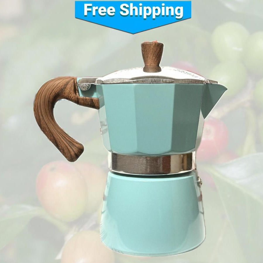Cafetera Moka – Cafetera espresso para cocina, color azul pastel