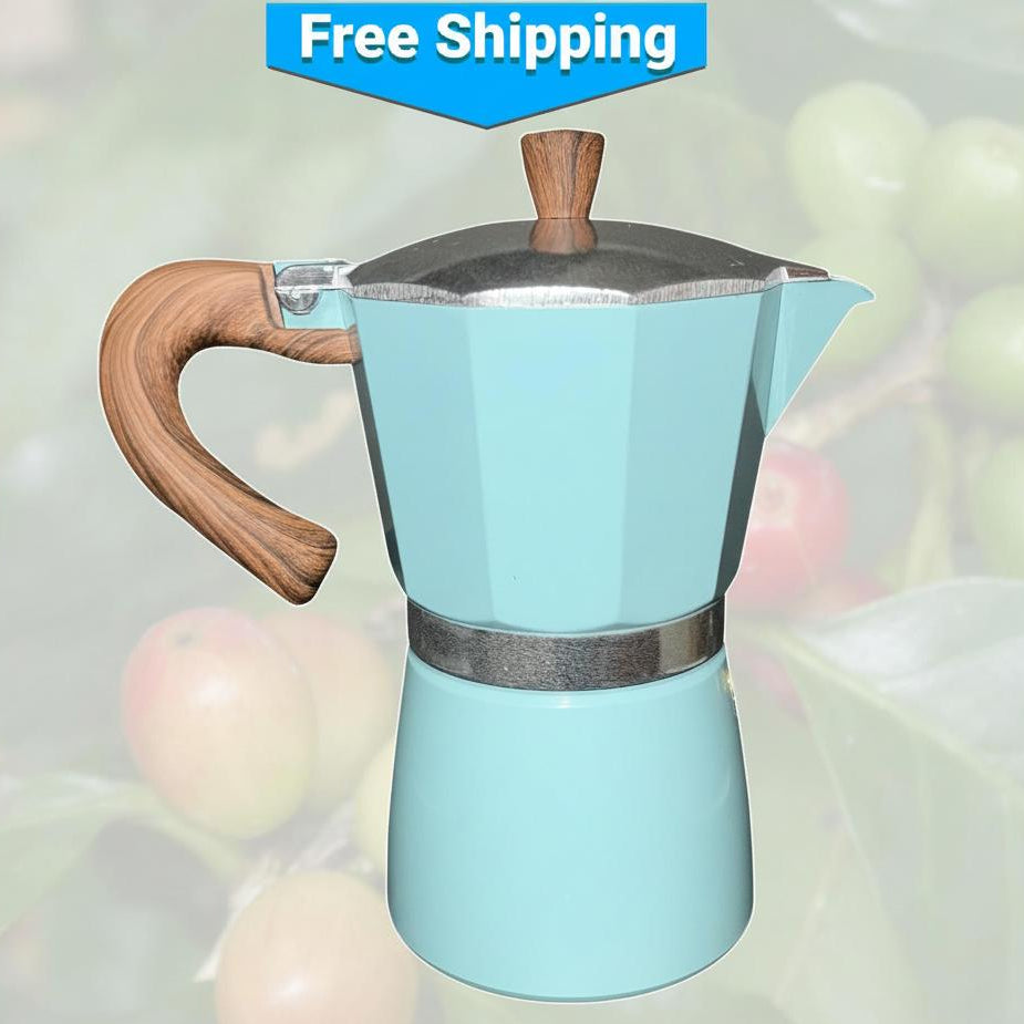 Cafetera Moka – Cafetera espresso para cocina, color azul pastel