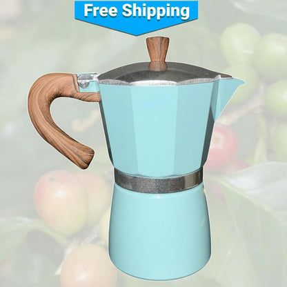 Cafetera Moka – Cafetera espresso para cocina, color azul pastel