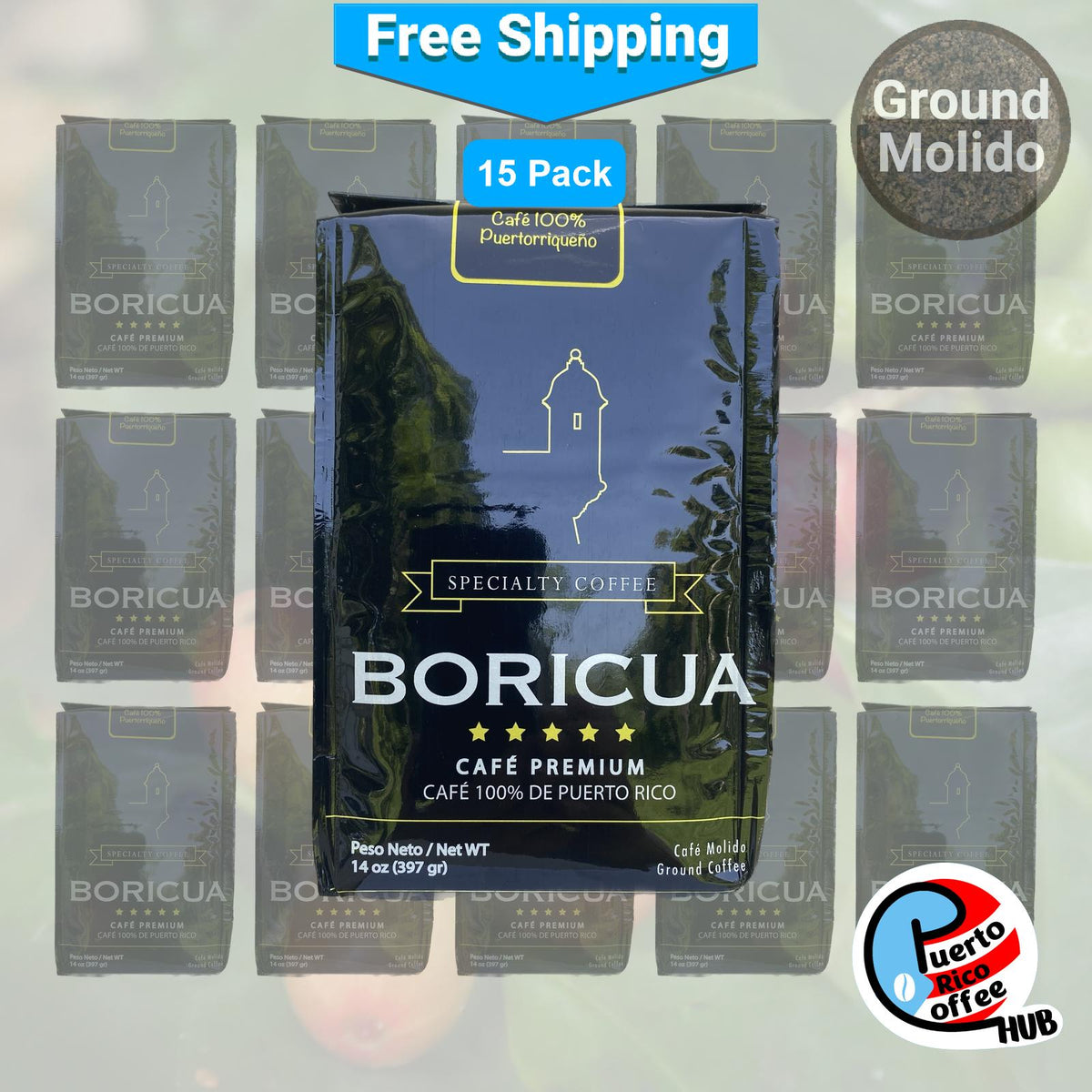 Café Boricua Puerto Rican Ground Coffee 14 oz Bulk Packs