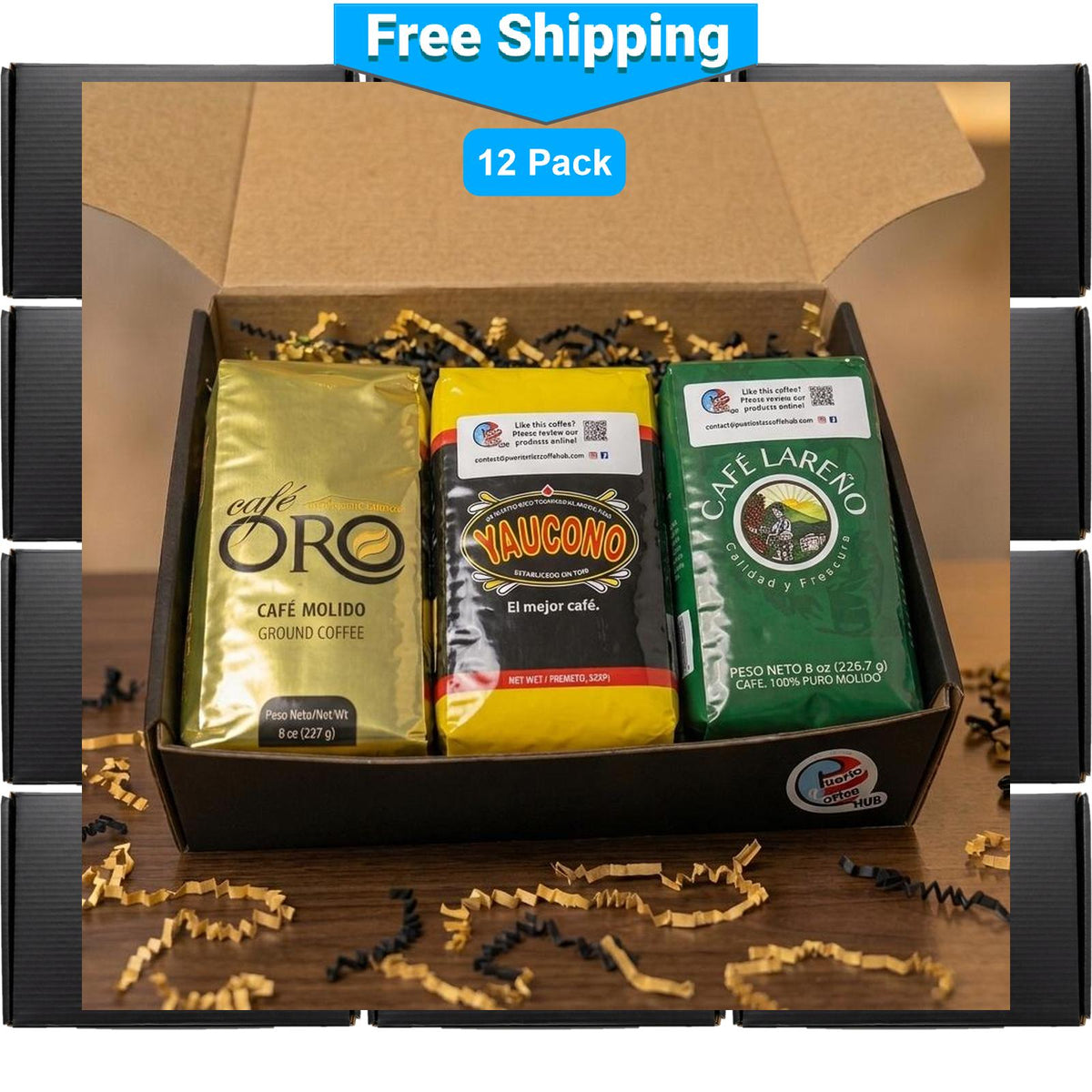 Puerto Rico Coffee Sampler Gift Box | Oro, Lareño & Yaucono