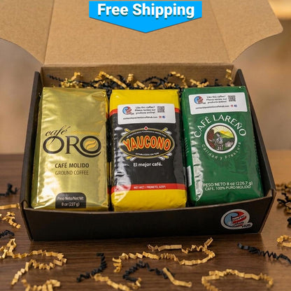 Puerto Rico Coffee Sampler Gift Box | Oro, Lareño & Yaucono
