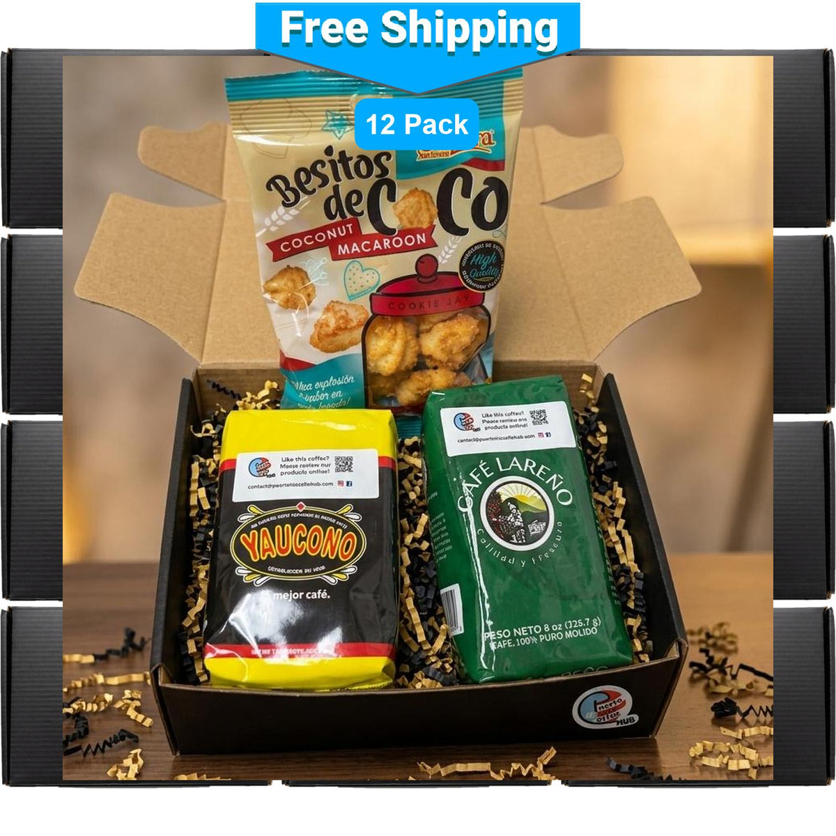 Puerto Rican Coffee Corporate Gift Set | Yaucono, Lareño & Besitos de Coco