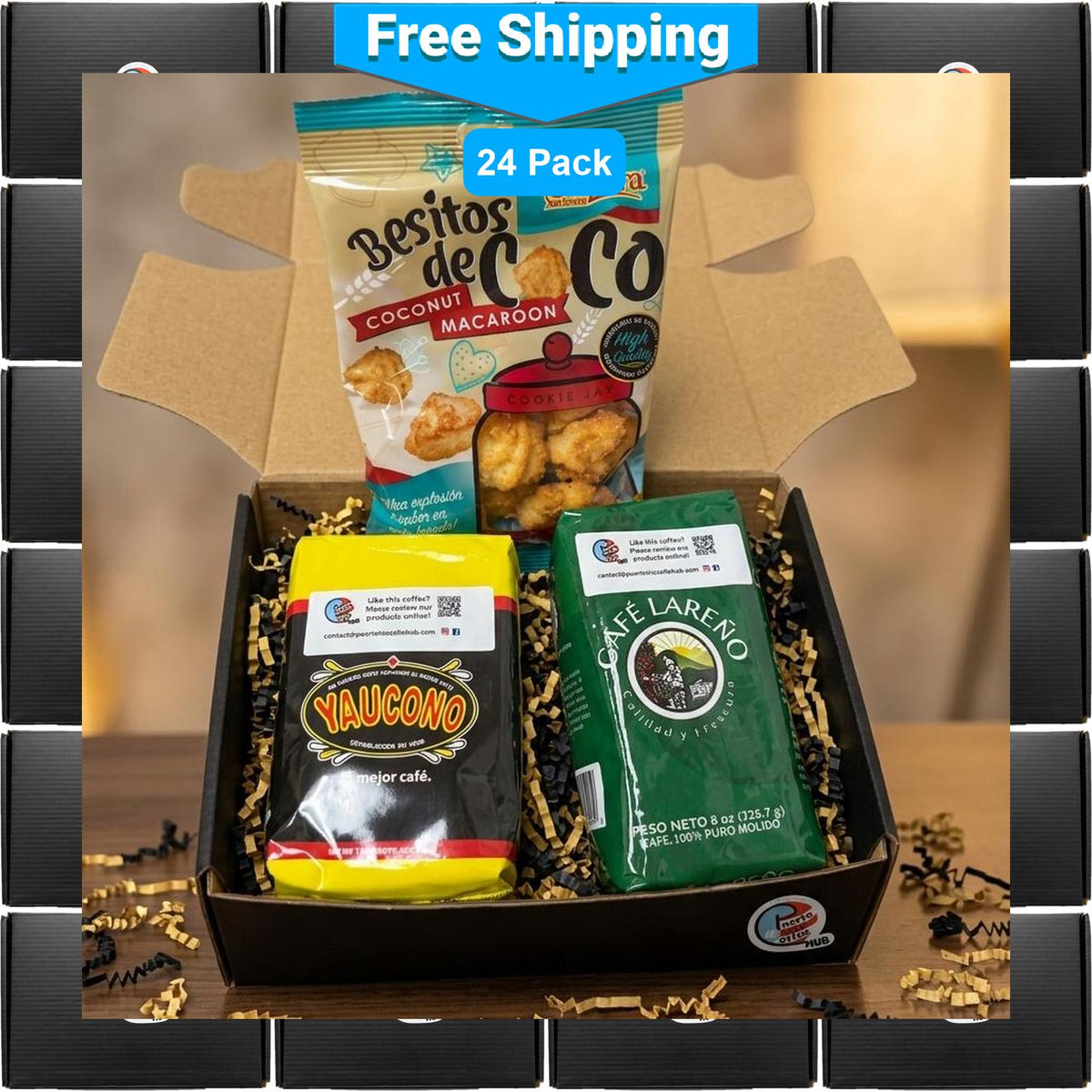 Puerto Rican Coffee Corporate Gift Set | Yaucono, Lareño & Besitos de Coco