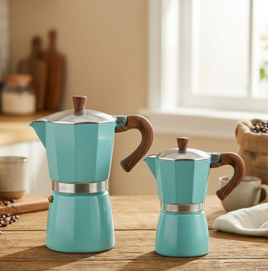 Cafetera Moka – Cafetera espresso para cocina, color azul pastel