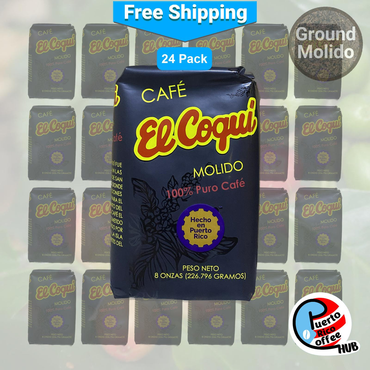Café El Coquí Ground Coffee 8 Oz 24 Pack
