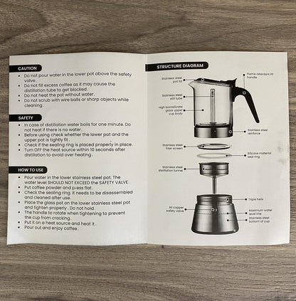 Cafetera tipo moka de acero inoxidable con tapa de cristal de Imusa