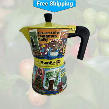 Gustito Greca Moka Pot and Two Yauconito Coffees