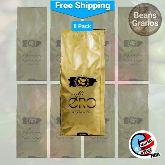 Café Oro Granos de Café Puertorriqueño Paquete a Granel de 2 lb - 8 Unidades