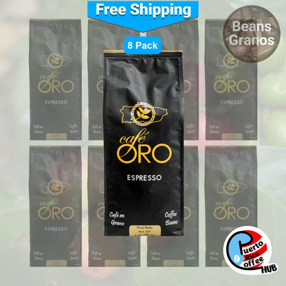 Café Oro Espresso Granos de Café Puertorriqueño Paquete a granel de 2 lb - 8 unidades
