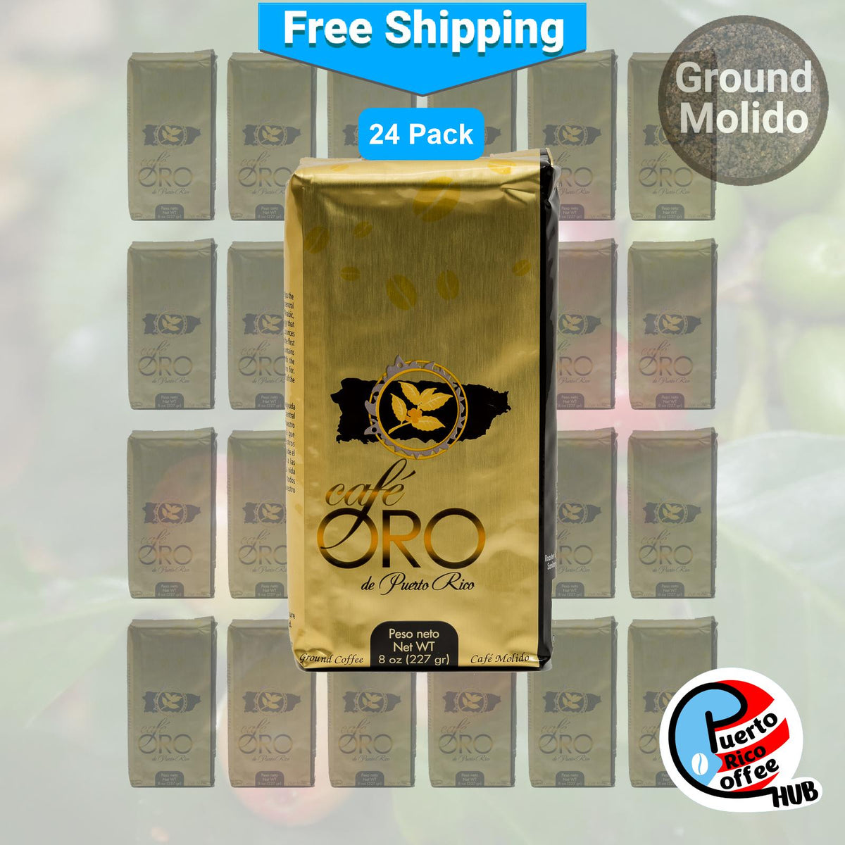 Café molido Café Oro de Puerto Rico, paquetes a granel de 8 oz