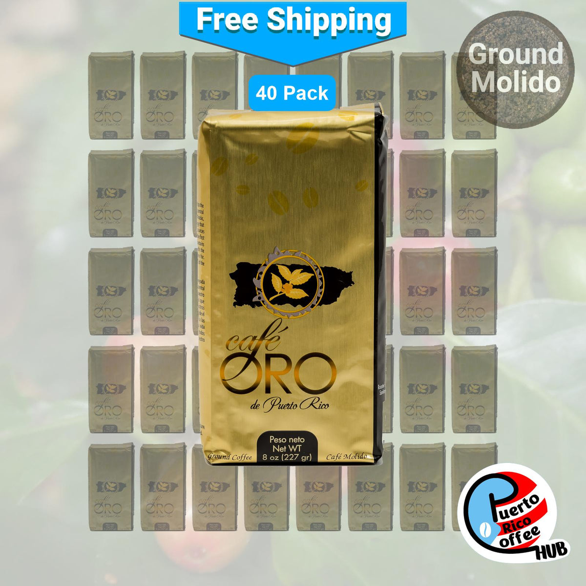 Café molido Café Oro de Puerto Rico, paquetes a granel de 8 oz