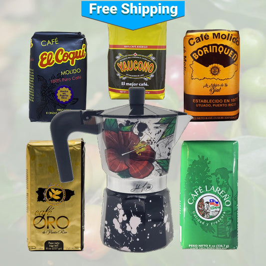 Set de descubrimiento Small Heritage Roasters con cafetera greca Maga Flower