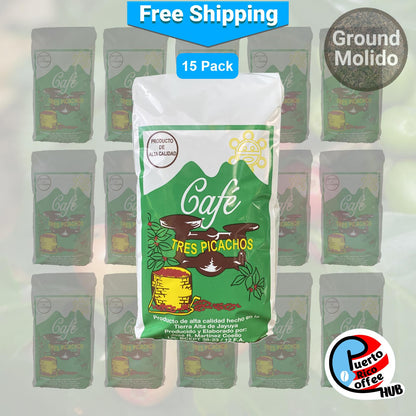 Café Tres Picachos Puerto Rican Ground Coffee 14 oz Bulk Packs