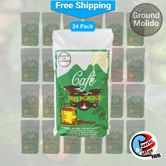 Café Tres Picachos Café Molido Puertorriqueño Paquetes a Granel de 14 oz