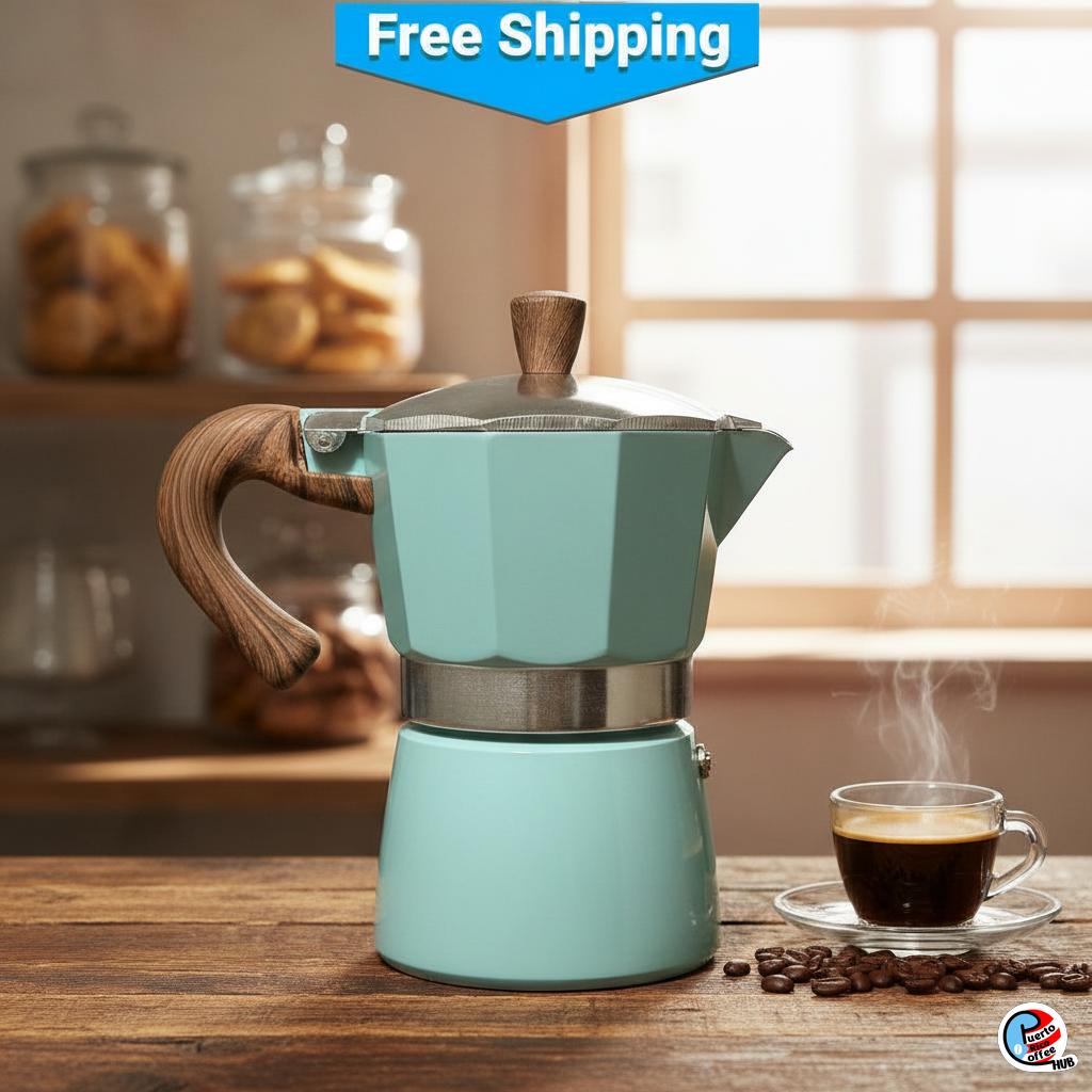 Cafetera Moka – Cafetera espresso para cocina, color azul pastel