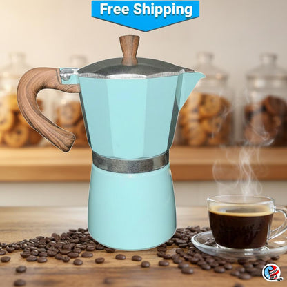 Cafetera Moka – Cafetera espresso para cocina, color azul pastel