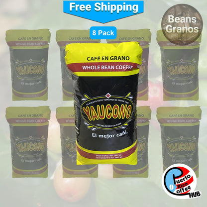 Café Yaucono Café puertorriqueño en grano paquete a granel de 2 lb - 8 unidades