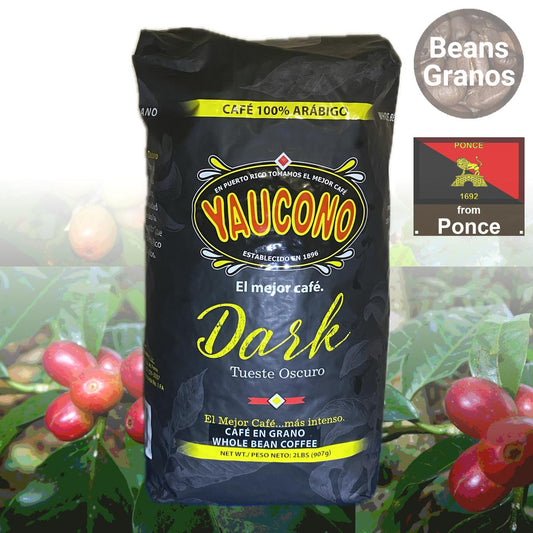 Granos de café tostado oscuro Café Yaucono