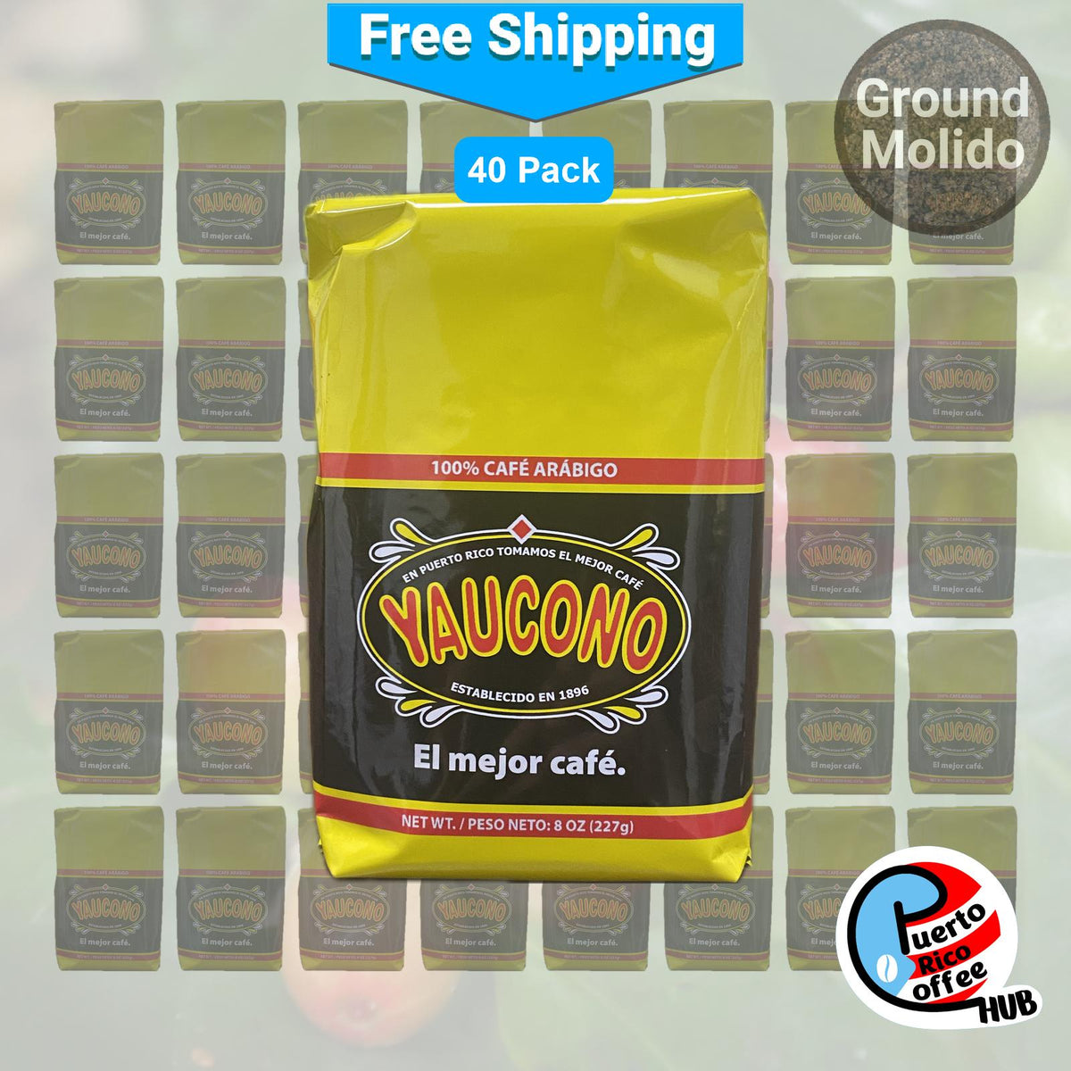 Café molido puertorriqueño Yaucono, paquetes a granel de 8 oz